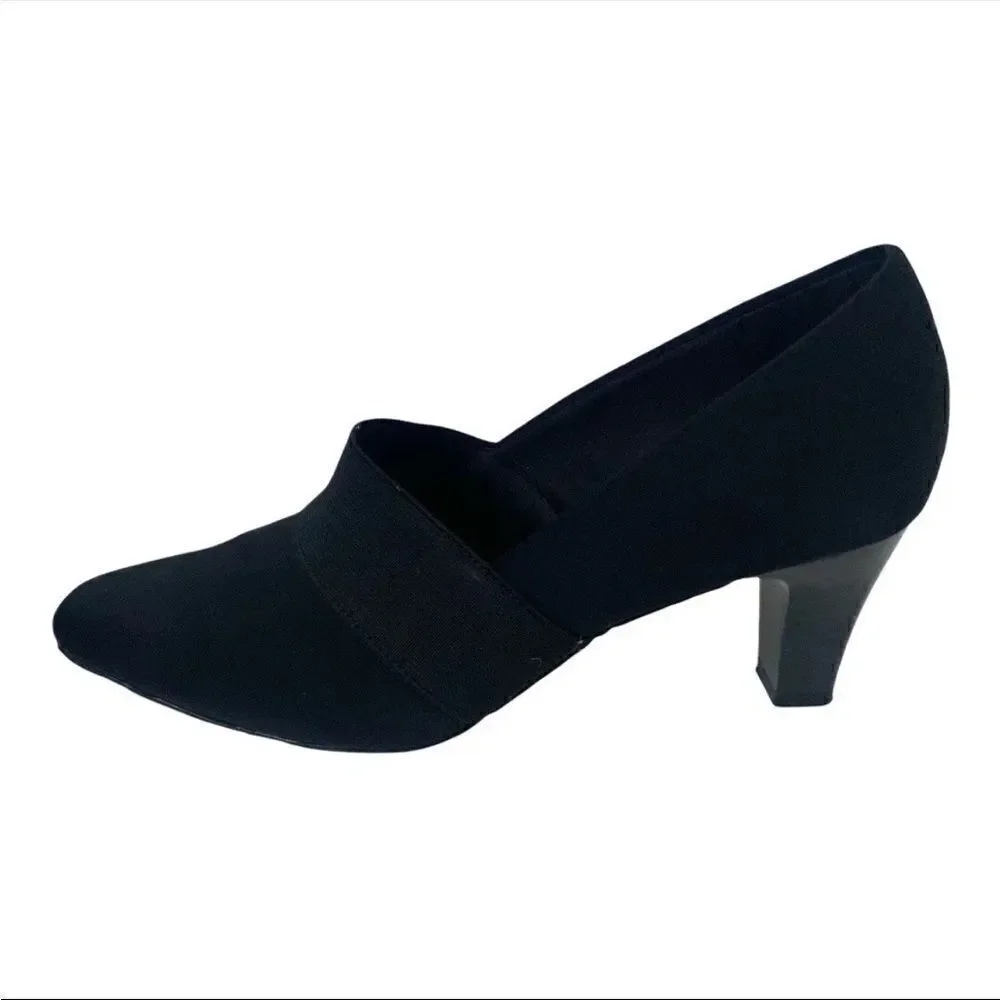 Coach and Four | Black Savory Fabric Slip On Elastic Heels In Women’s | 6.5M